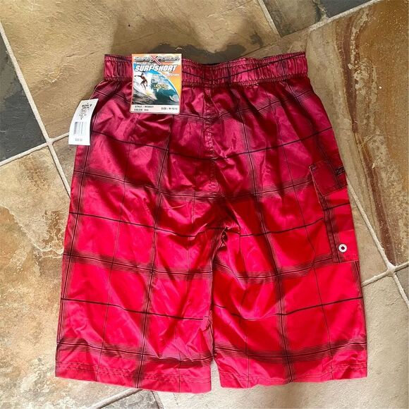 ZeroXposur Plaid Board Shorts Red Size M with Cargo Pocket - Picture 4 of 5